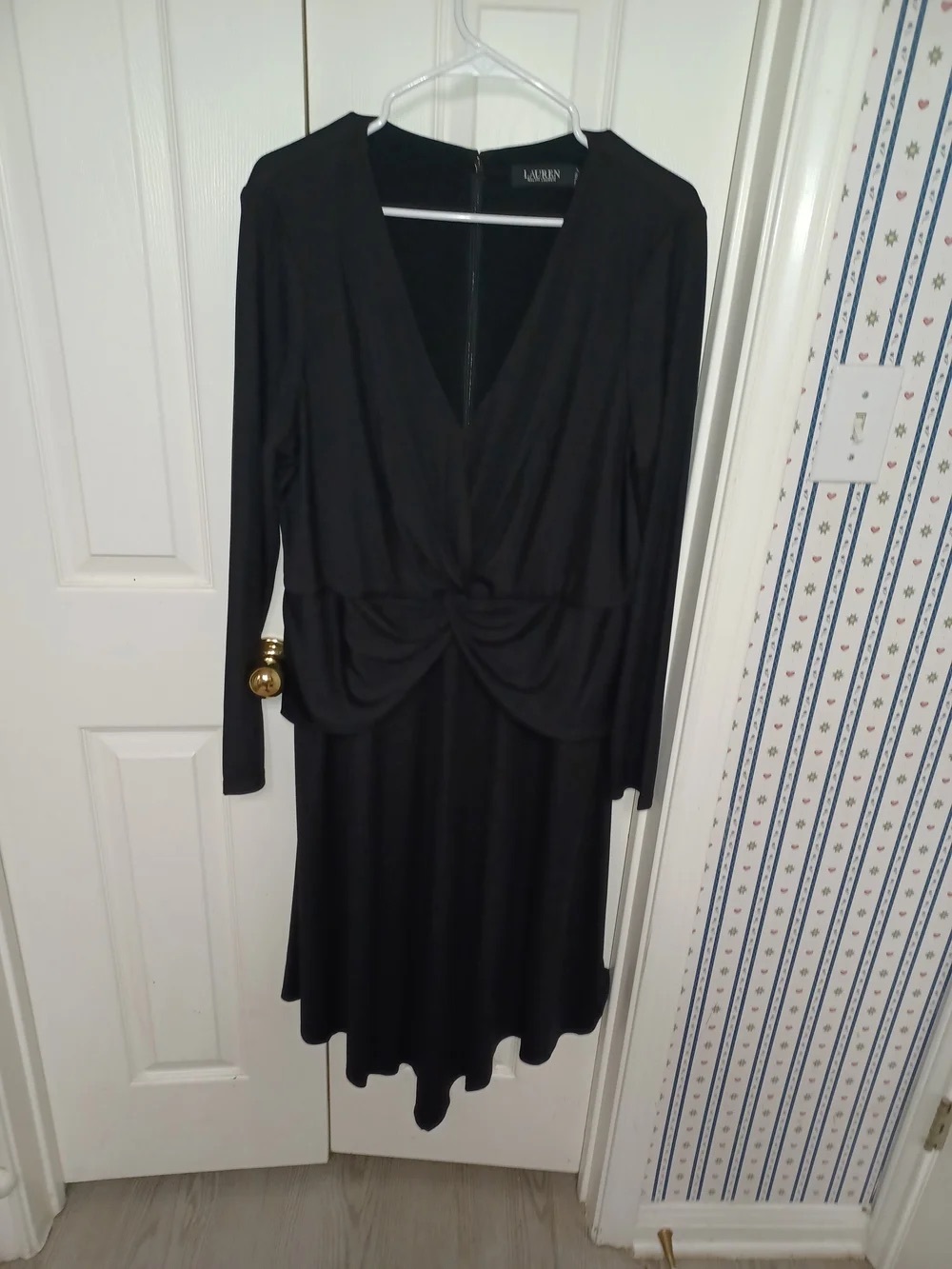 Black Long-Sleeve V-Neck Dress